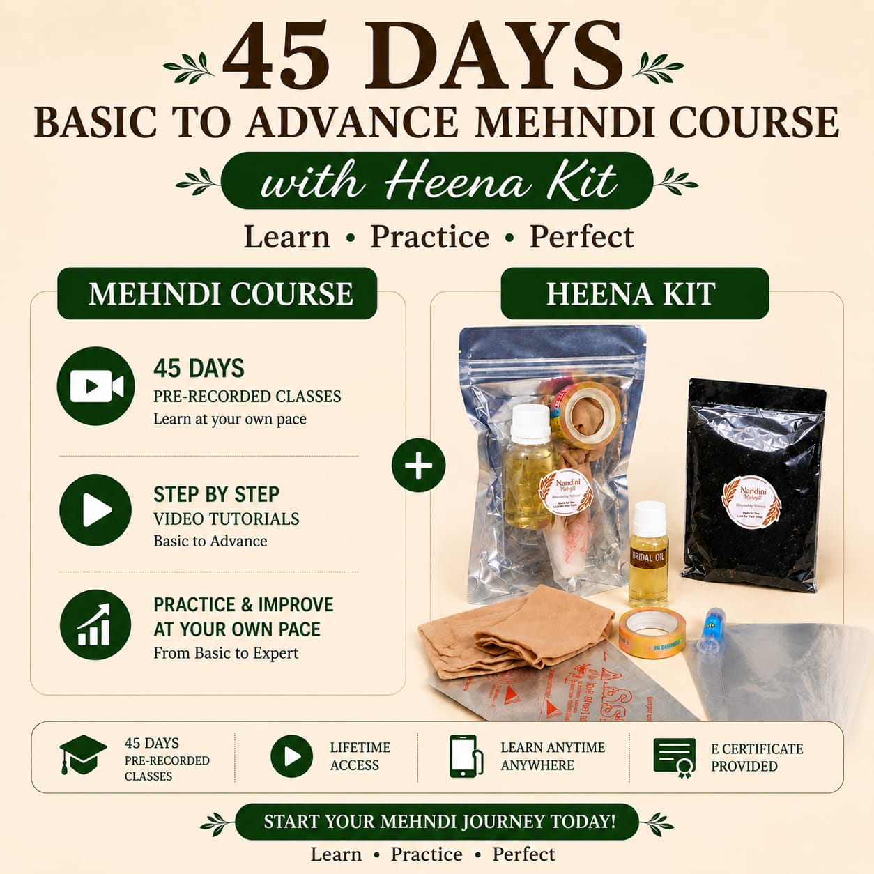 Mehndi Course (Pre-Recorded) + Henna Kit