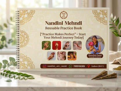 Reusable Mehndi Practice Book + Henna kit + 45 Days Basic To Bridal Full Mehndi Course (pre recorded)